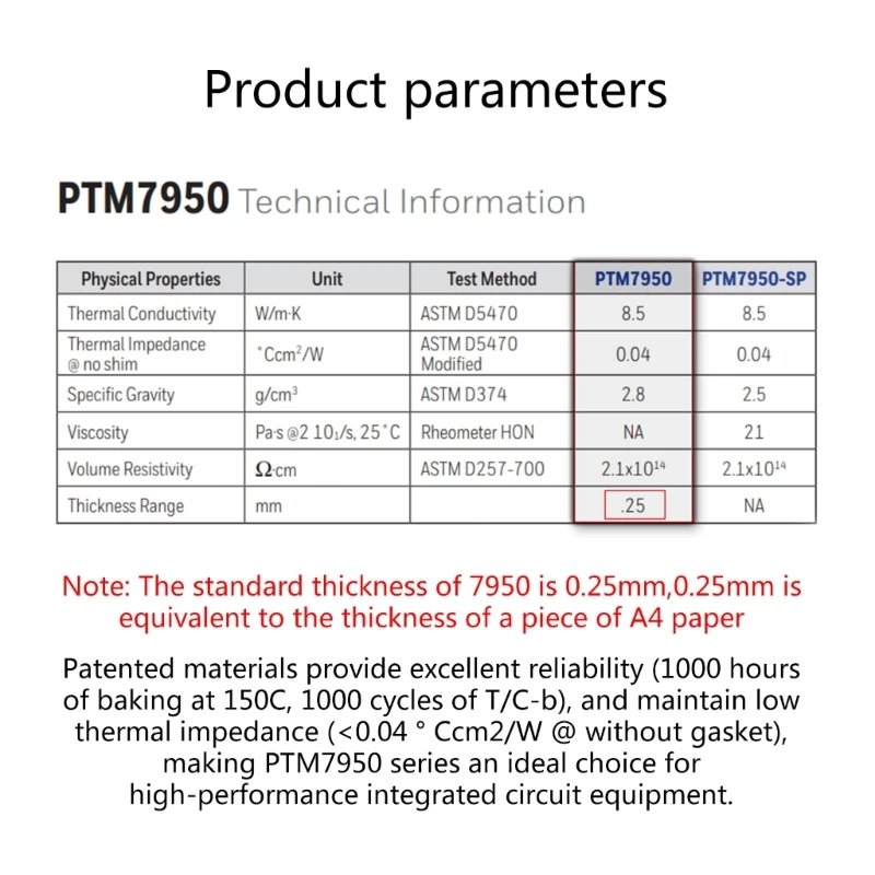 Honeywell- PTM7950 Thermal Pad 8.5 W/mk Phase Change Silicone Pad Laptop CPU GPU Thermal Conductive Paste Cooling Grease Pads