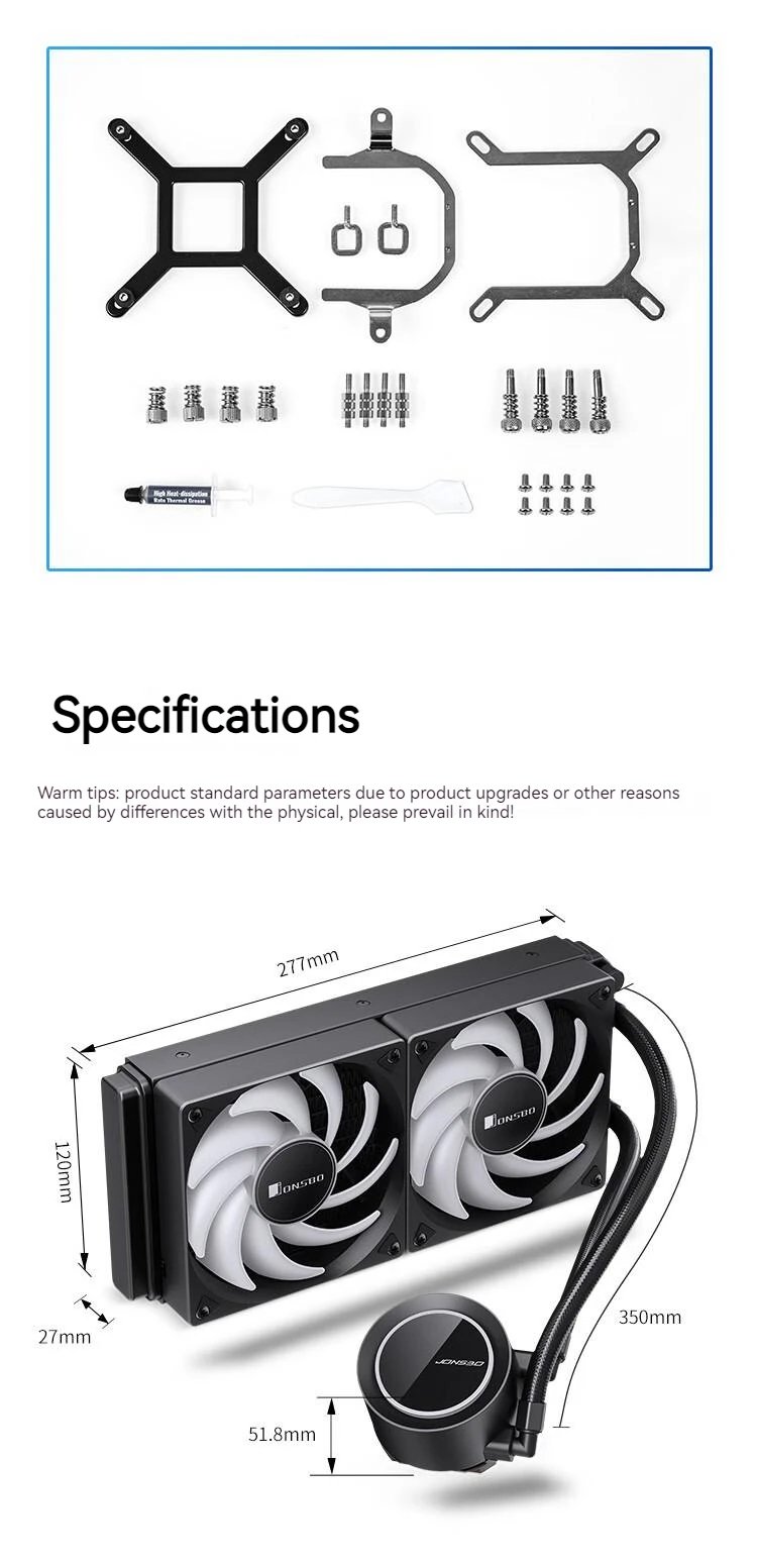 JONSBO TG-240 Liquid Cooler PWM ARGB Water Cooling Fan 240mm Integral Water Cooling Radiator For LGA2011 115X 1200 1700 AM4 AM5