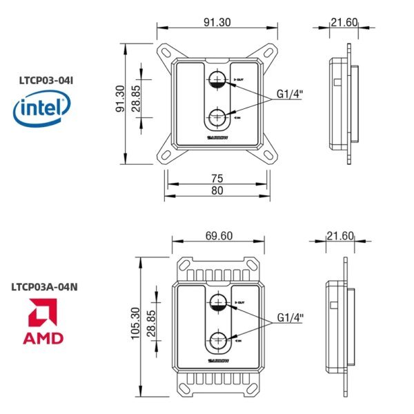 Barrow CPU Water Cooler LTCP03-04I/LTCP03A-04N Liquid Cooling Block for LGA115X 1200 1700 AM5 PC Gaming Water Cooling Building - Image 6