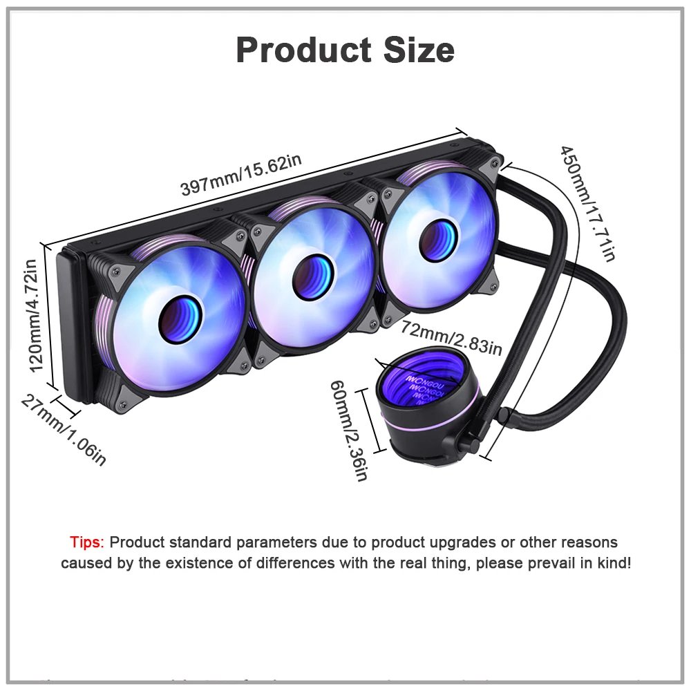 360mm Cooler X99 Lga2011 Processor Cooling Display IWONGOU Liquid Cooler for Cpu Fans 120mm Rgb Ventilador for Intel 1366/1700