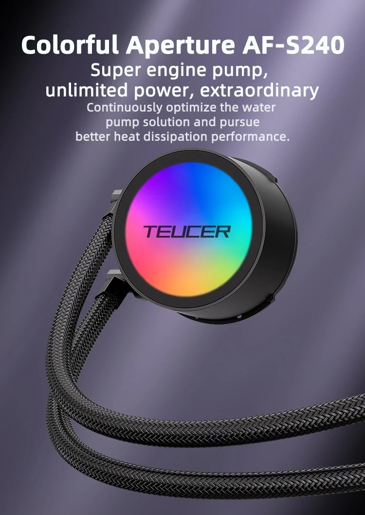 TEUCER AF-240 Water Cooling CPU Cooler 240mm rgb fan Liquid Heatsink Integrated Radiator LGA 2011/12xx/1700/115x/AM4/AM5 AMD