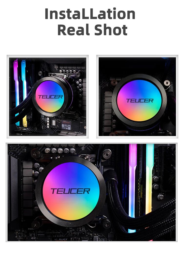 TEUCER AF-240 Water Cooling CPU Cooler 240mm rgb fan Liquid Heatsink Integrated Radiator LGA 2011/12xx/1700/115x/AM4/AM5 AMD