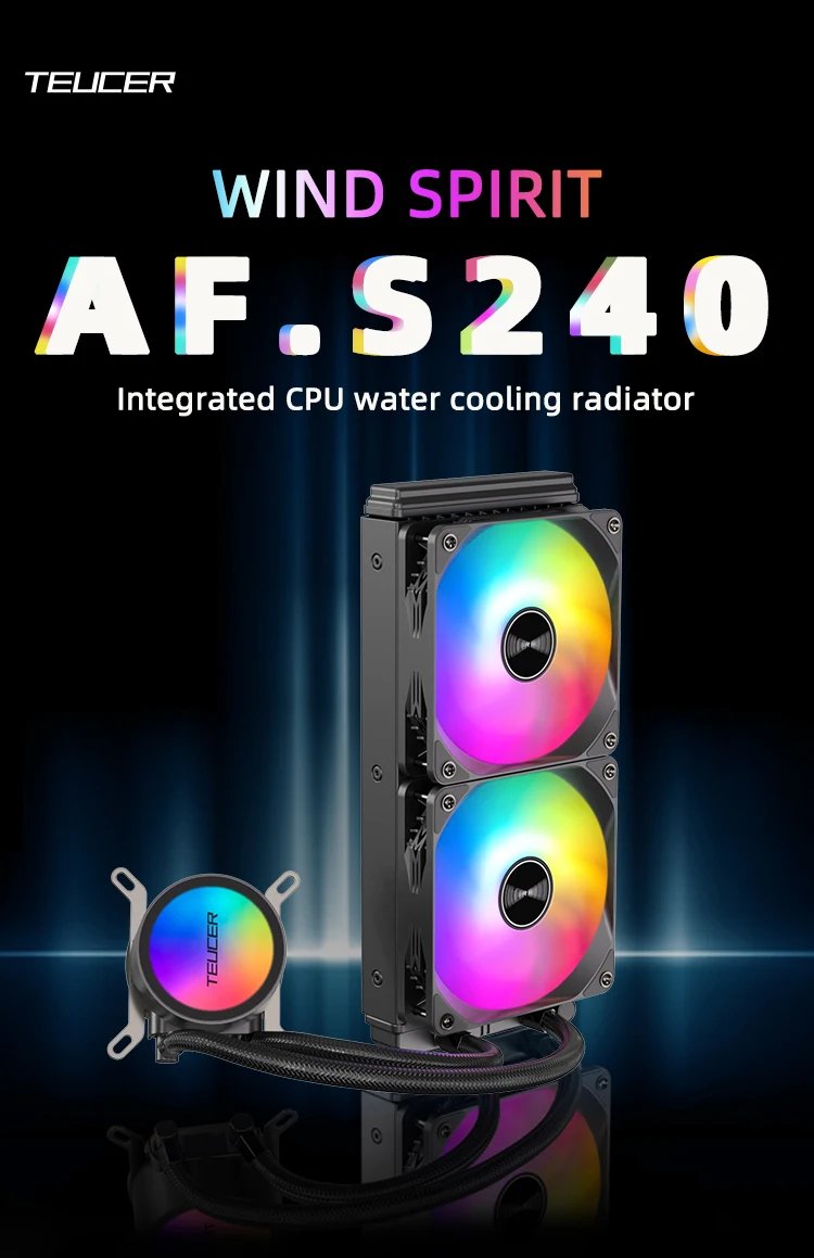 TEUCER AF-240 Water Cooling CPU Cooler 240mm rgb fan Liquid Heatsink Integrated Radiator LGA 2011/12xx/1700/115x/AM4/AM5 AMD