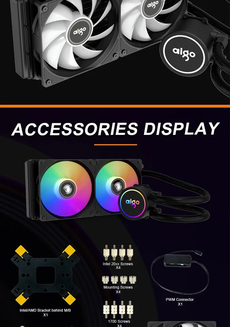 Aigo ACSE Water Cooling CPU Cooler 120 240 mm RGB Fan Liquid Heatsink Integrated Radiator LGA 2066/2011/1151/1155/AM3+/AM4 AMD