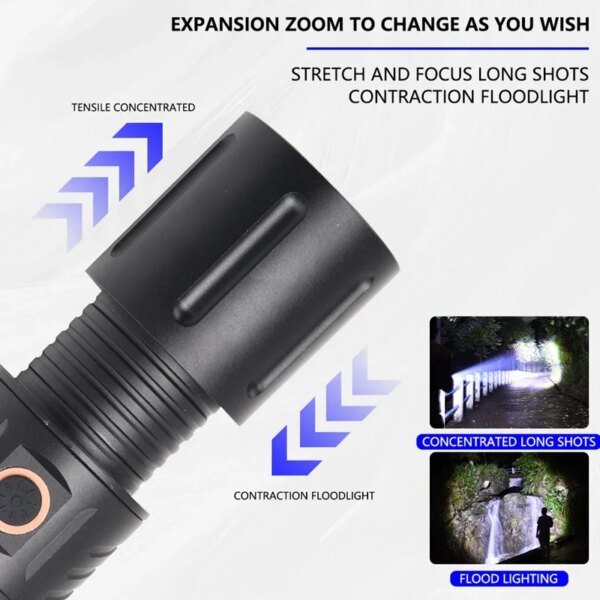 Built-in 3*18650 battery 5000 mAh Led zoom Flashlight SST40 High Power Flash Light Torch 4800lm Camping Tactical Work Lamp - Image 2