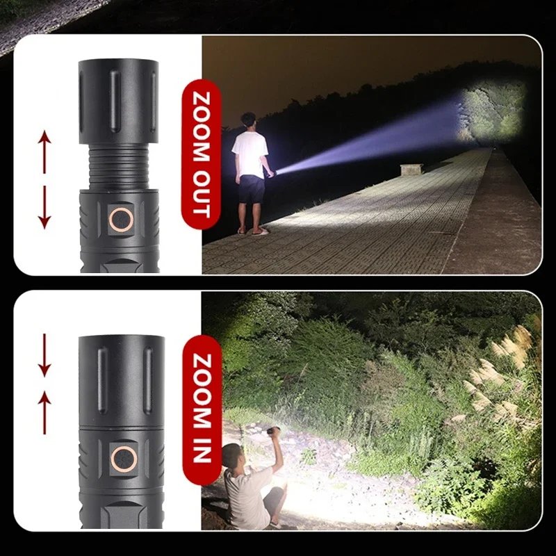 Built-in 3*18650 battery 5000 mAh Led zoom Flashlight SST40 High Power Flash Light Torch 4800lm Camping Tactical Work Lamp