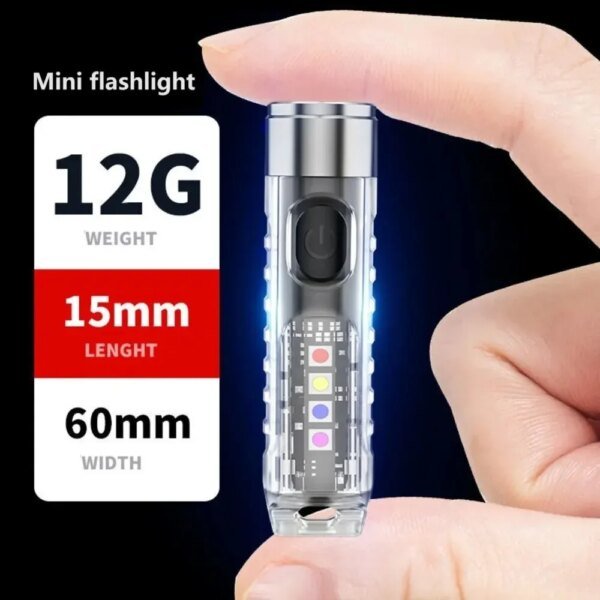 1PC Rechargeable Mini Keychain Flashlight with 10 Modes and Magnetic Base - Ideal for Camping and Outdoor Activities