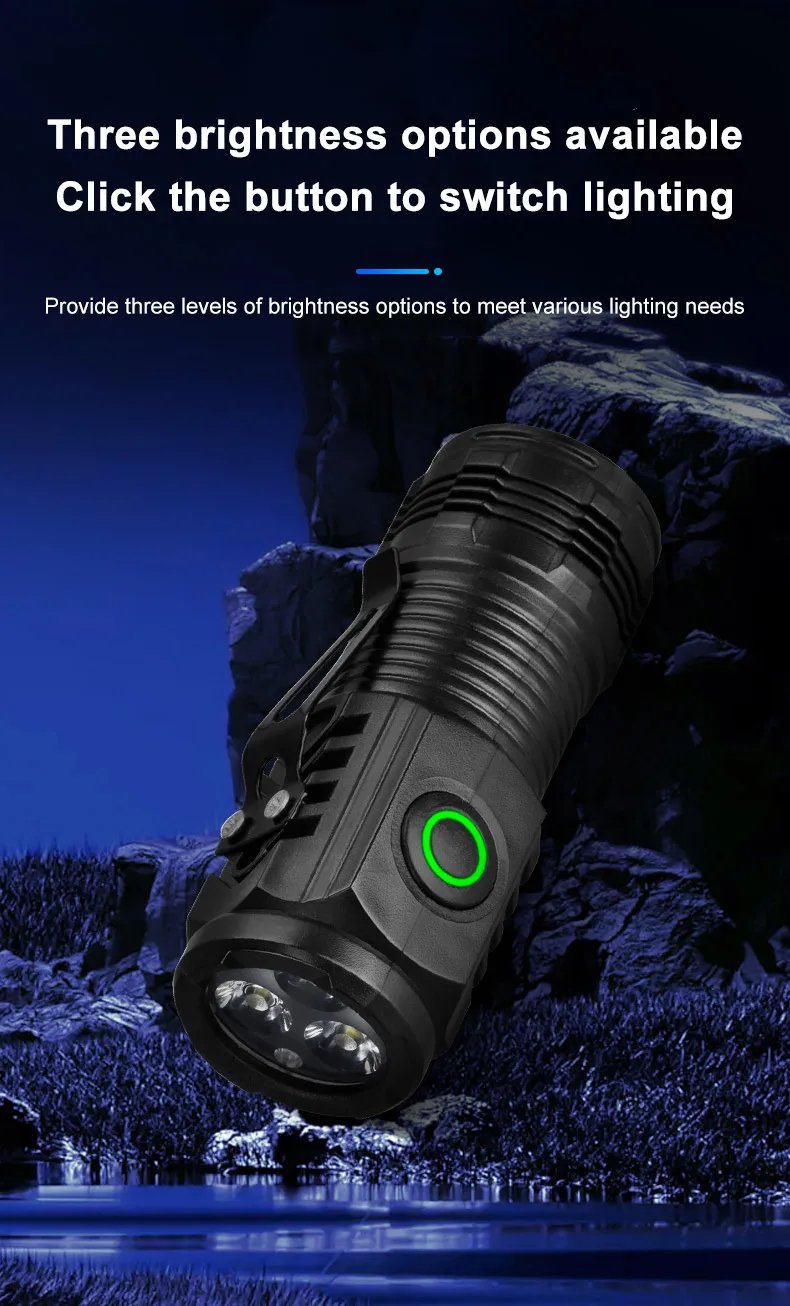 New Ultra Powerful Flashlight 3 Core LED Mini Tactical Flashlight Rechargeable High Power LED Torch Metal Pen Clip Hand Lamp