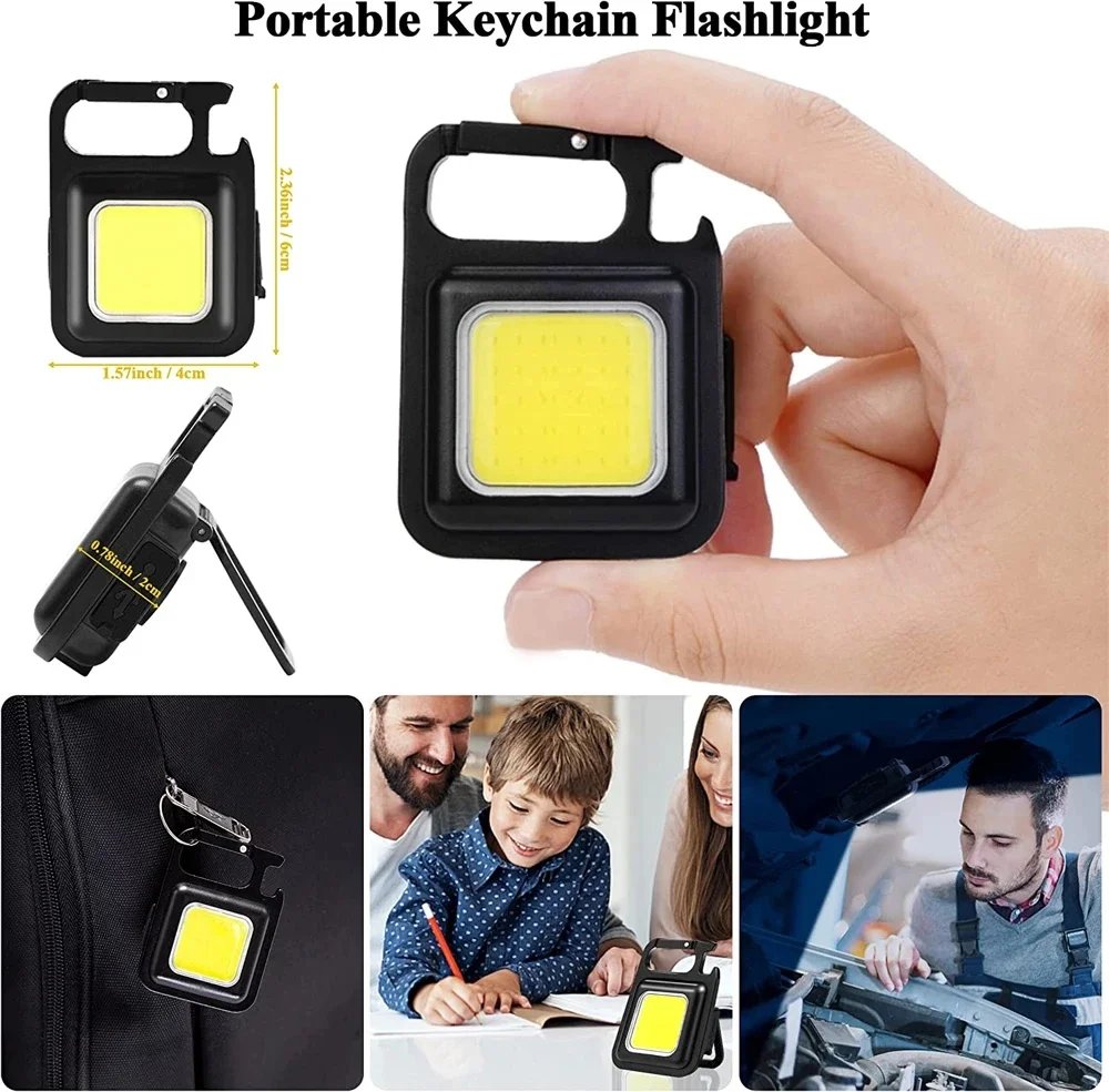 Mini LED Flashlight Magnetic COB Outdoor Camping Pocket Work Light 800 Lumens USB Rechargeable Spotlights