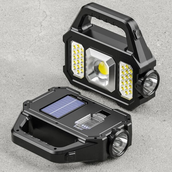 Solar Rechargeable Flashlight  Zoomable Waterproof  COB LED Torch Brightly Light Portable Powerful Lantern  for Camping - Image 5