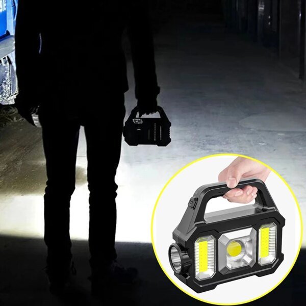 Solar Rechargeable Flashlight  Zoomable Waterproof  COB LED Torch Brightly Light Portable Powerful Lantern  for Camping - Image 3