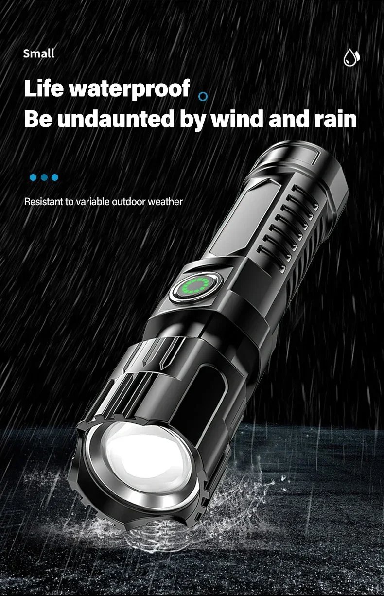 High Power P50 LED Flashlight Zoom Tactical Torch Built-in Battery USB Rechargeable Waterproof Lamp Ultra Bright Lantern