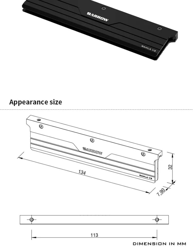 Barrow RAMWBT-PA3, RAM Water Cooling Block Kits, LRC 2.0 RGB, One Kit Two Armor One Block, One Block Maximum Support 4 RAM