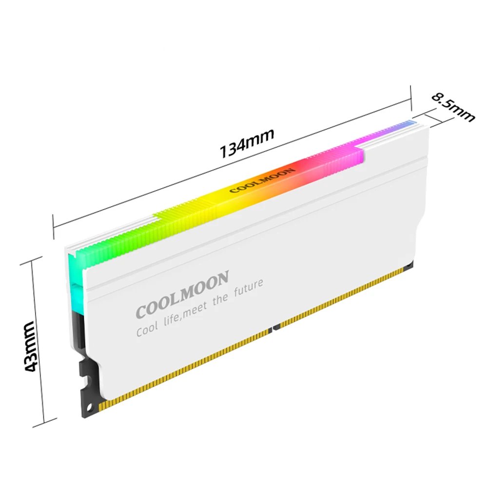 COOLMOON 5V-3PIN ARGB RAM Heatsink Heat Spreader Cooler Memory Cooling Vest with Thermal Silicone Pad for Desktop Computer PC