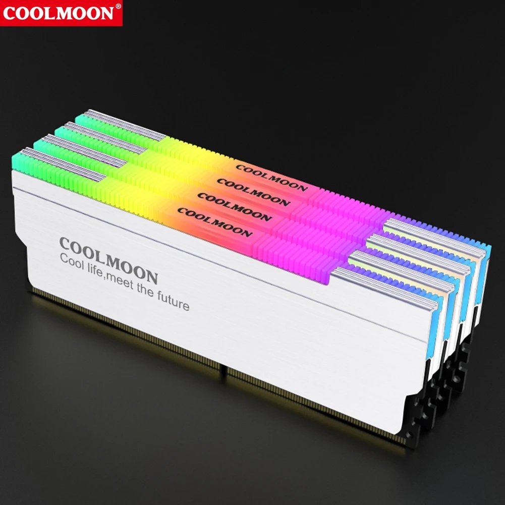 COOLMOON 5V-3PIN ARGB RAM Heatsink Heat Spreader Cooler Memory Cooling Vest with Thermal Silicone Pad for Desktop Computer PC