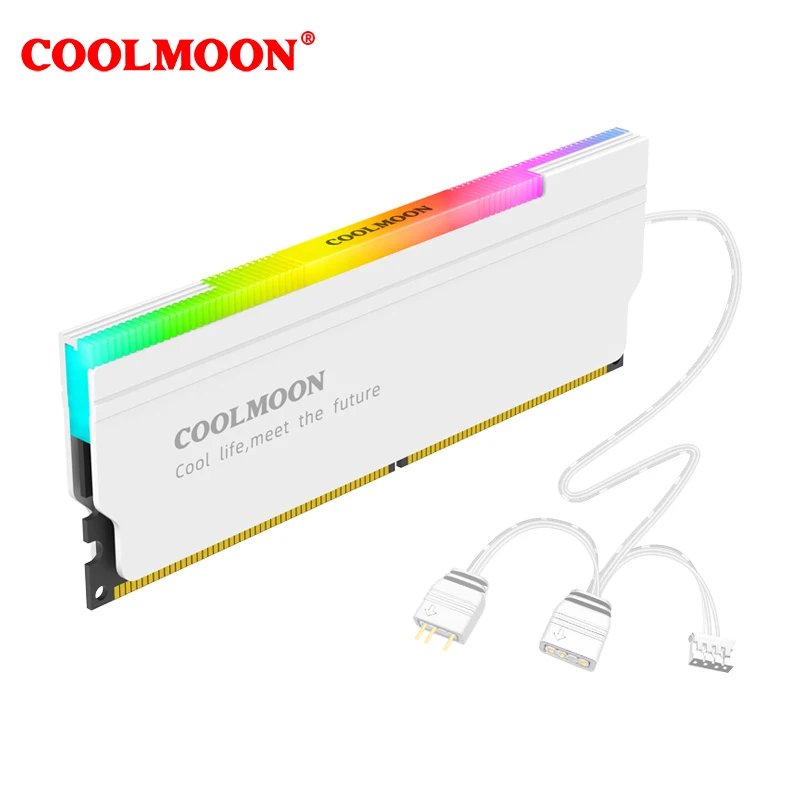 COOLMOON 5V-3PIN ARGB RAM Heatsink Heat Spreader Cooler Memory Cooling Vest with Thermal Silicone Pad for Desktop Computer PC