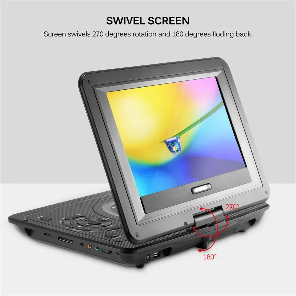 13.9 Inches Portable DVD Player Region-free EVD Player USB Port 270 Degree Rotation Swivel Screen EVD Player Lecteur DVD New