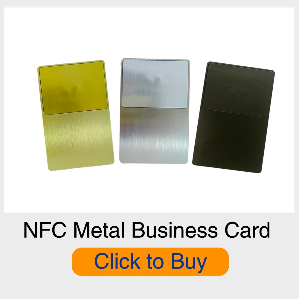 5-Pack 13.56MHz NFC Blank Metal-PVC Hybrid Business Cards with 215 Chip & 504-Byte Memory, Laser Customizable on Metal Side