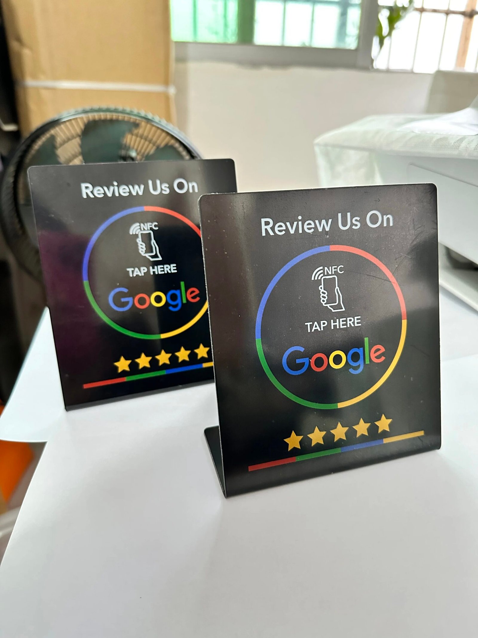 13.56Mhz programmable Google Review Card NFC station table NFC Google Reviews display bending card standing brand bracket Black