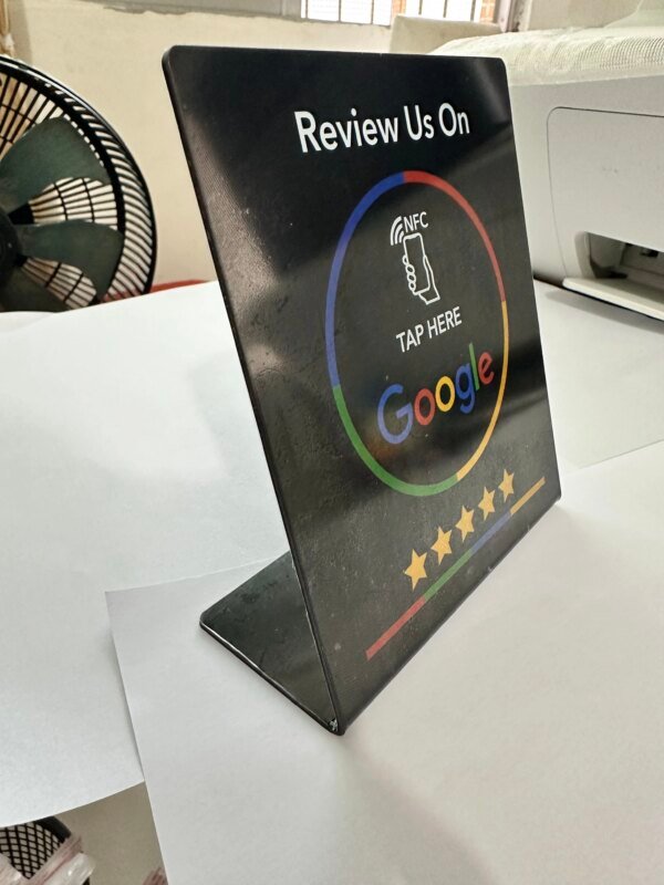 13.56Mhz programmable Google Review Card NFC station table NFC Google Reviews display bending card standing brand bracket Black - Image 5