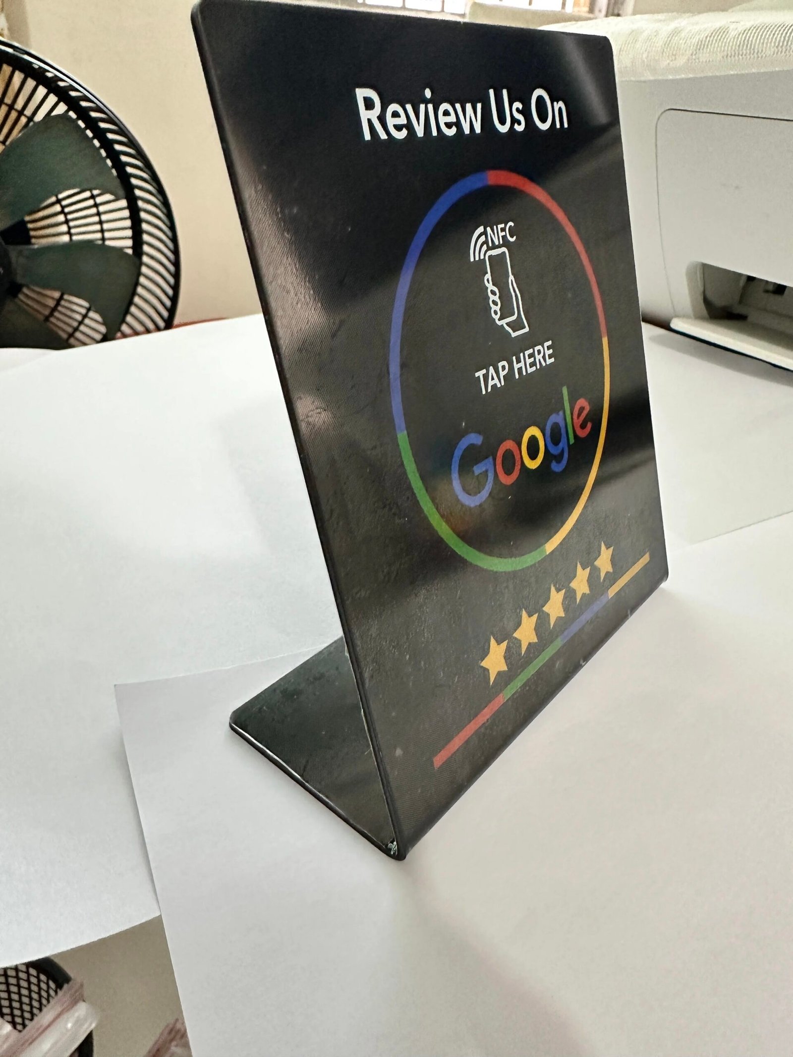 13.56Mhz programmable Google Review Card NFC station table NFC Google Reviews display bending card standing brand bracket Black