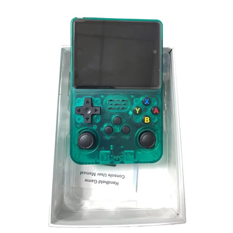 r36s blue color and R36S green color R36S Retro Handheld Game Console 3.5 Inch IPS Screen Linux System Built-in 128GB and 1.5W+