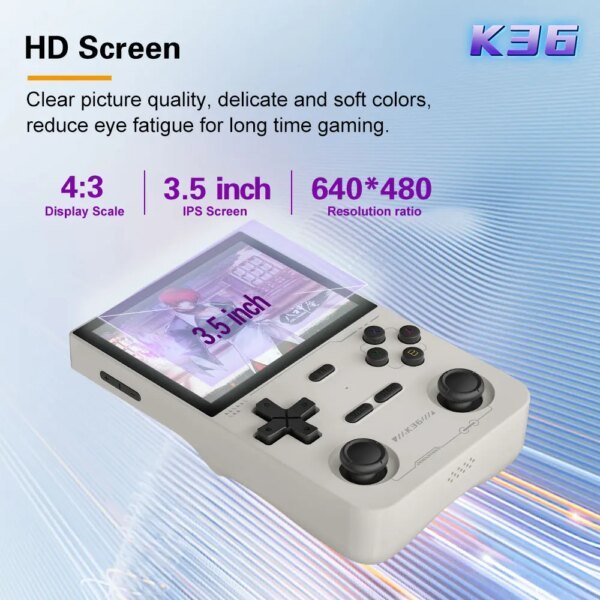 K36 Retro Handheld Video Game Console RK3326 Linux OS 16000 Games Emulator for PS1/PSP/DC/N64/SS 500nit 3.5 Inch IPS Screen R36S - Image 3