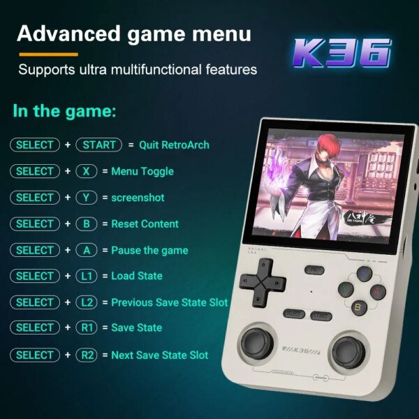 K36 Retro Handheld Video Game Console RK3326 Linux OS 16000 Games Emulator for PS1/PSP/DC/N64/SS 500nit 3.5 Inch IPS Screen R36S - Image 6