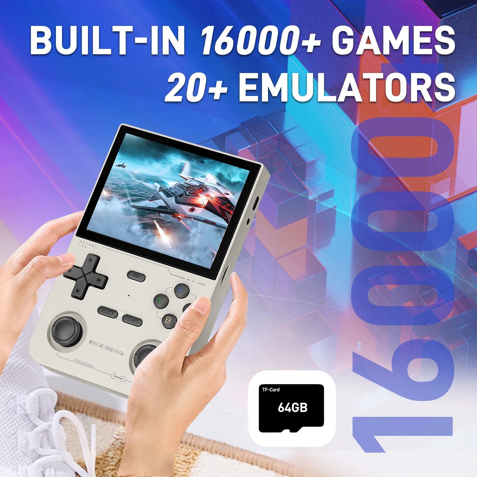 K36 Retro Handheld Video Game Console RK3326 Linux OS 16000 Games Emulator for PS1/PSP/DC/N64/SS 500nit 3.5 Inch IPS Screen R36S