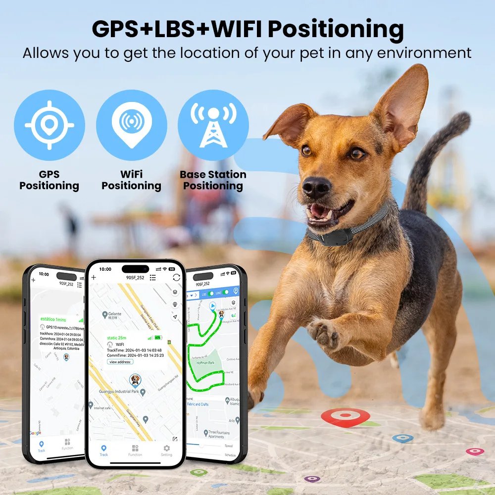 Pets GPS Tracker Real Time Postion Dog Movement Recoard Anti-lost Locator Compatiable For Android Iphone Device