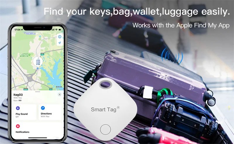 Smart GPS Tracker Work with Apple Find My APP ITag Anti Lost Reminder Device MFI Rated Locator Car Key Pet Kids Finder Pk Airtag