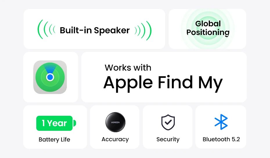 UGREEN Finder Security SmartTrack Link Smart Tag With Apple Find My Key Bluetooth GPS Tracker For Earbud Luggage MFi Finder IOS