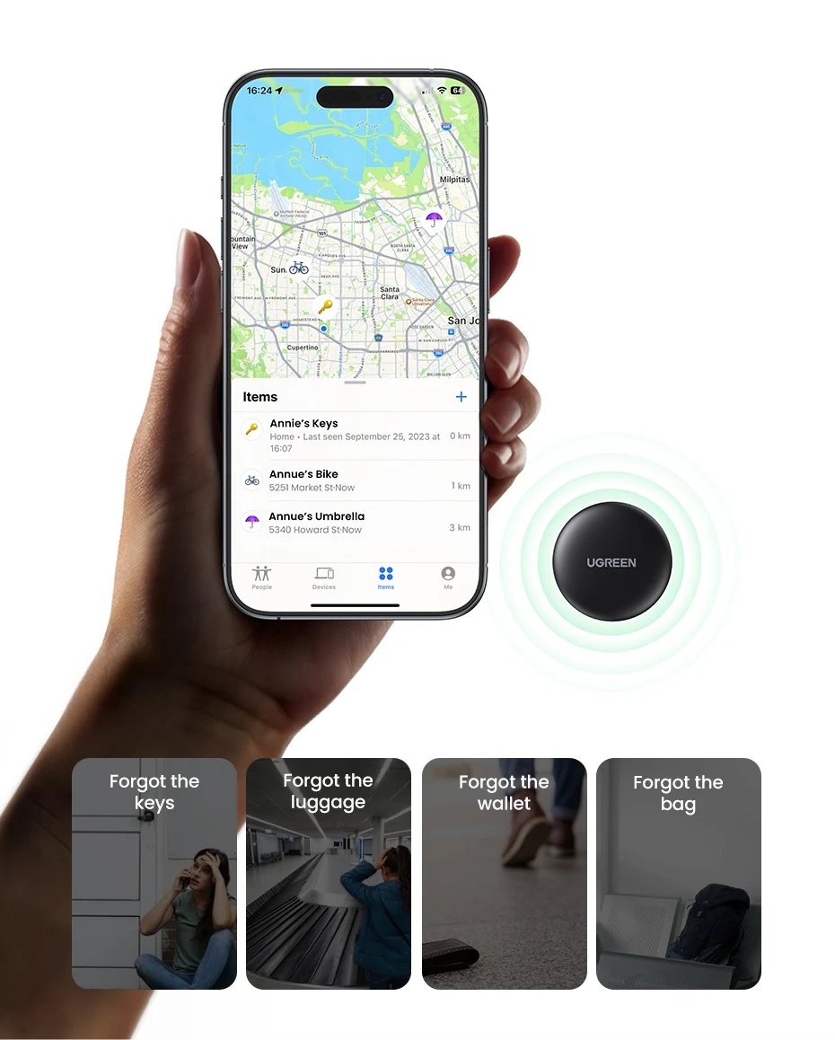 UGREEN Finder Security SmartTrack Link Smart Tag With Apple Find My Key Bluetooth GPS Tracker For Earbud Luggage MFi Finder IOS