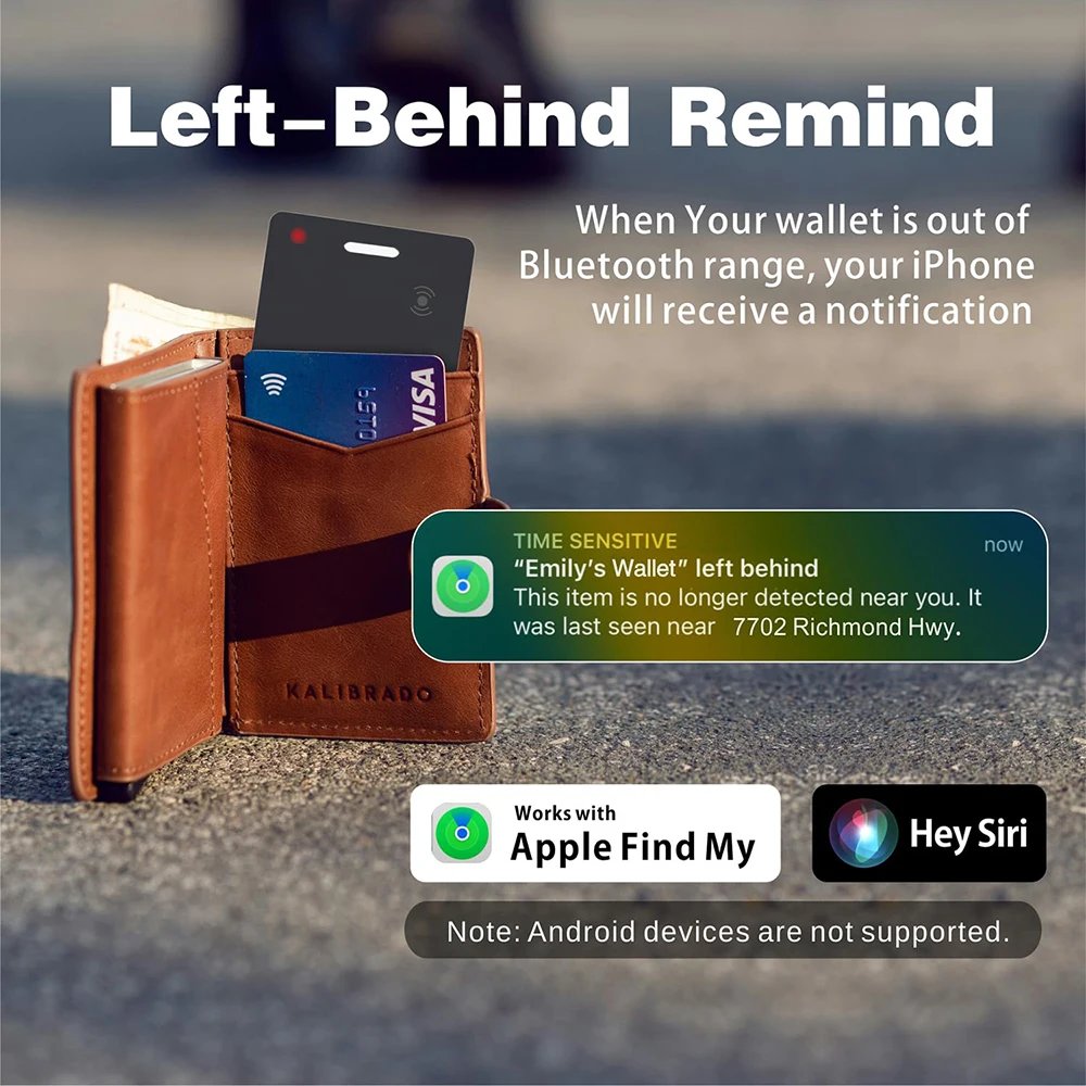 Smart Ultra-thin Wireless Charging Wallet Tracking Card GPS locator Smart Tag iPhone Device Find My Key Finder Bluetooth Tracker