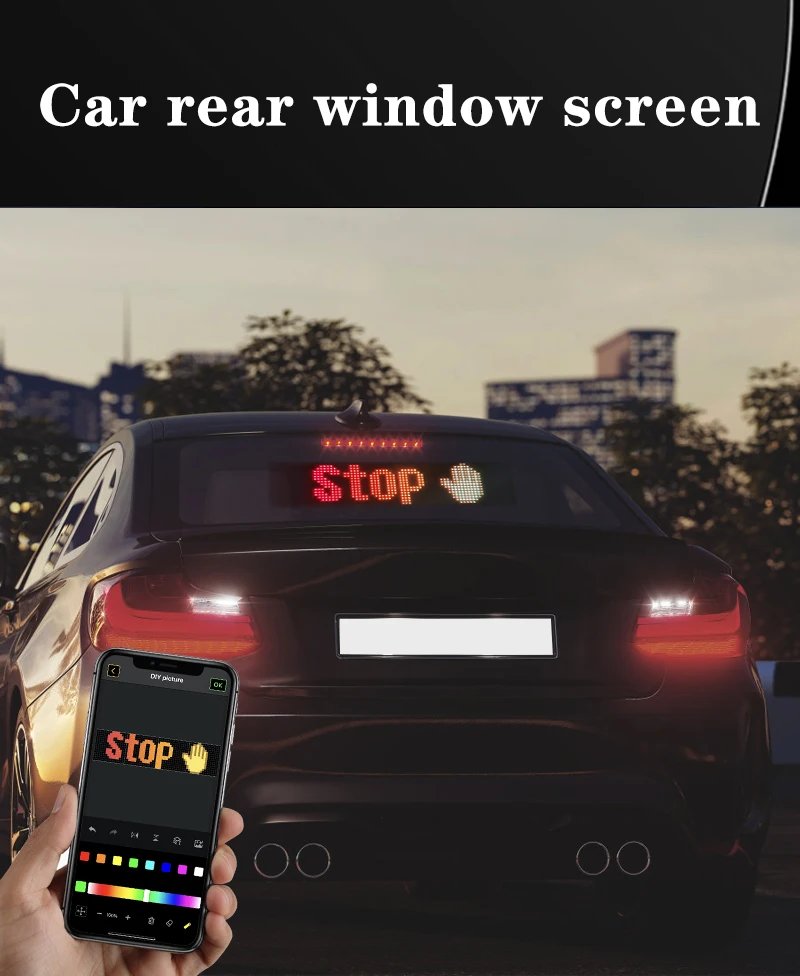 LED Matrix Pixel Panel Light 5V USB Bluetooth Smart App Control Scrolling Advertising Car Sign Animation with Custom Functio