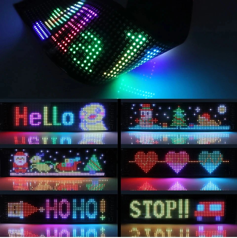 LED Matrix Pixel Panel USB 5V Flexible Addressable RGB Pattern Graffiti Scrolling Text Animation Display Car Shop Bluetooth APP