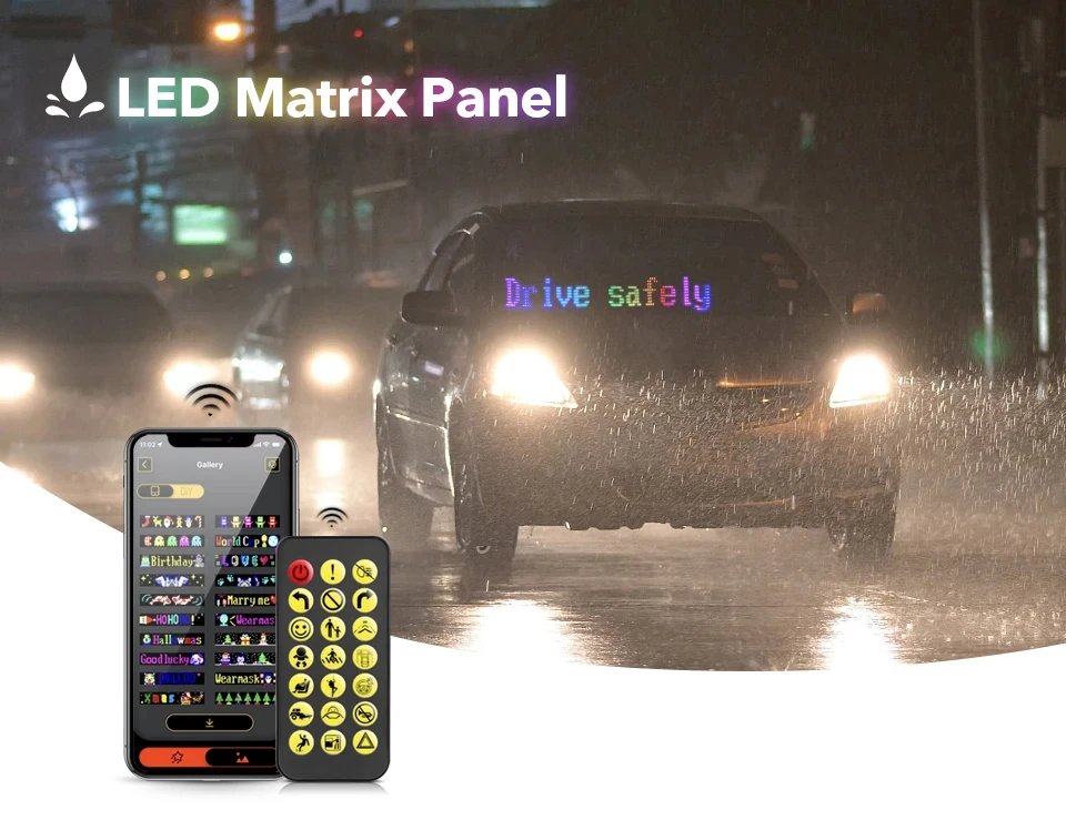 LED Matrix Pixel Panel USB 5V Flexible Addressable RGB Pattern Graffiti Scrolling Text Animation Display Car Shop Bluetooth APP