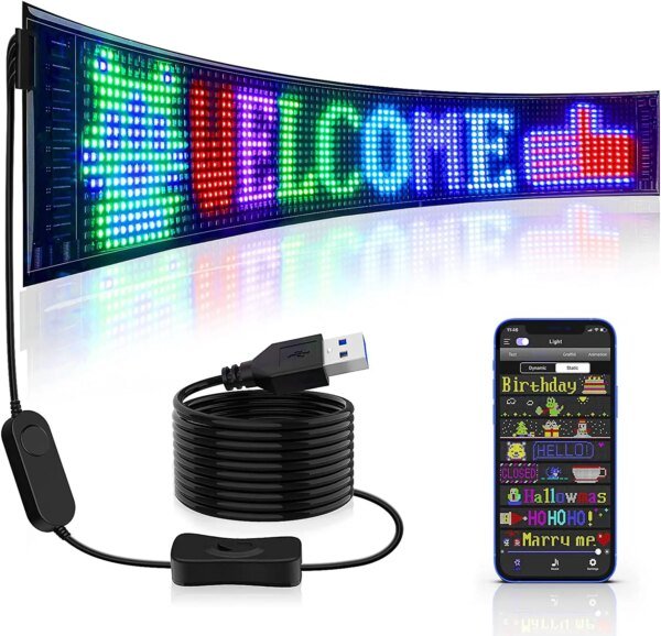 LED Matrix Pixel Panel ,USB 5V Flexible Addressable RGB Pattern Graffiti Scrolling Text Animation Display Car Shop,Bluetooth APP - Image 4