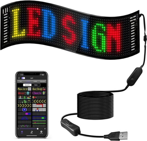 LED Matrix Pixel Panel ,USB 5V Flexible Addressable RGB Pattern Graffiti Scrolling Text Animation Display Car Shop,Bluetooth APP - Image 2