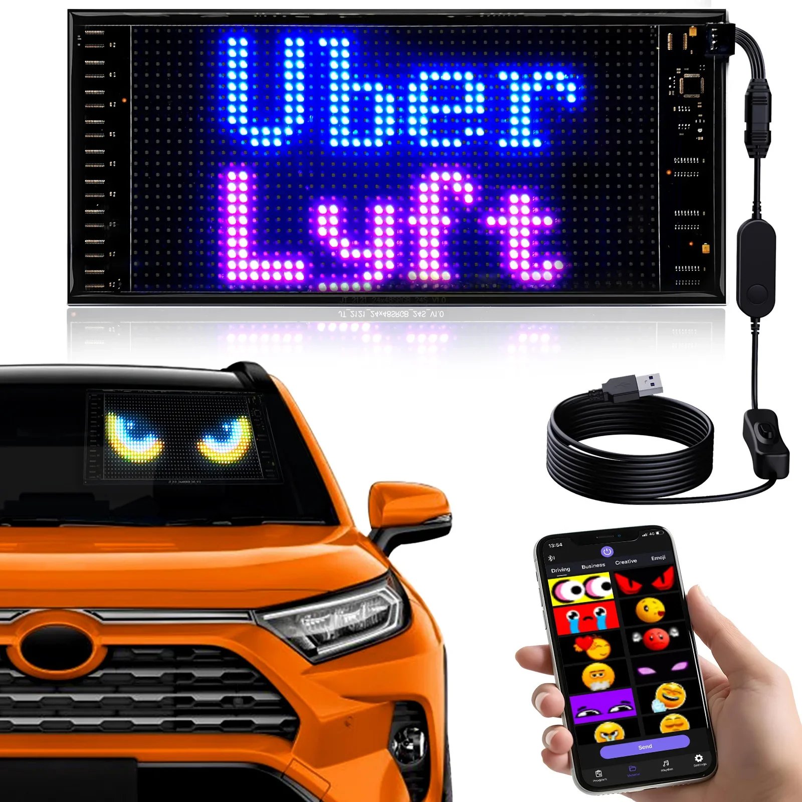 5V USB Car Programm Smart Bluetooth APP Control DIY Graffiti LED Sign for Store Hotel Bar Super Bright Flexible LED Matrix Panel