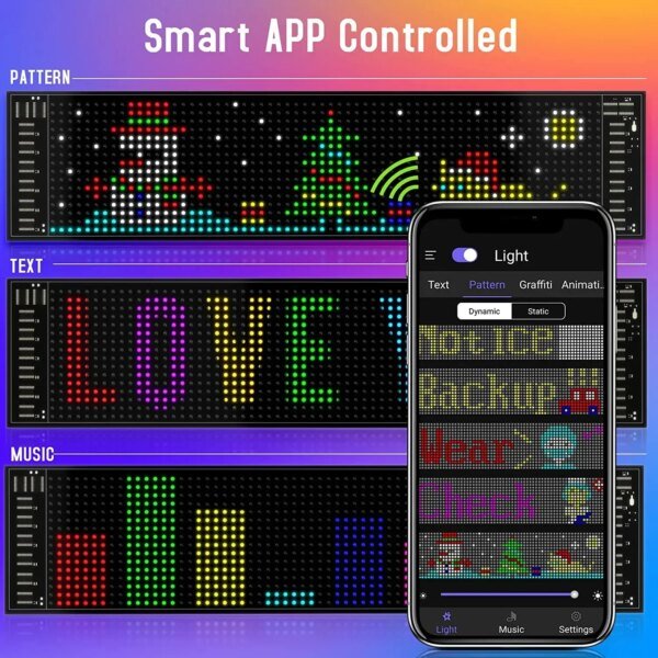 5V USB LED Matrix Pixel Panel with App Control Led Flexible Scrolling Advertising Waterproof RGB Pattern Car Animation Display - Image 4