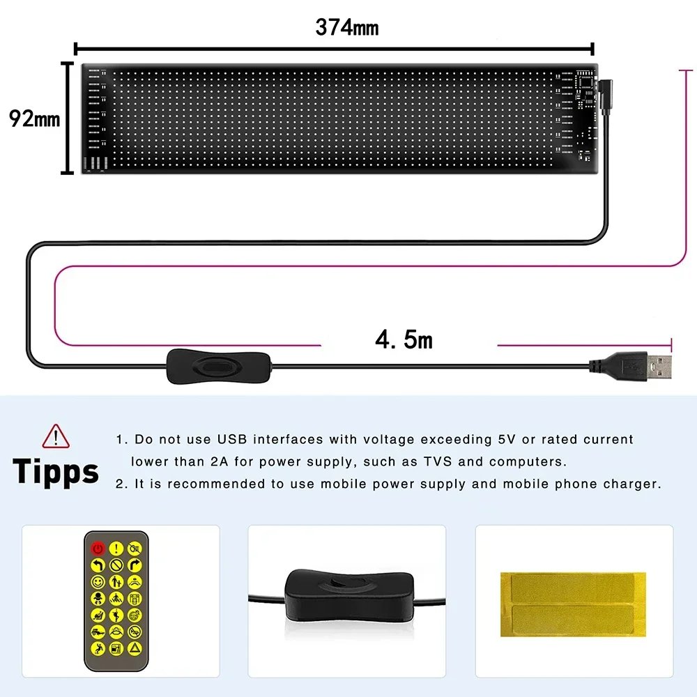 16x64 LEDs 9x37 CM