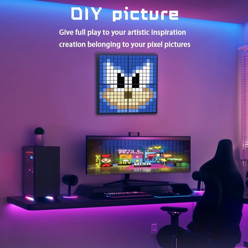 WS2812B DIY Smart Led Matrix Pixel Panel Lamp Addressable RGB Pattern Graffiti Scrolling Text Display Lights App Control Screen