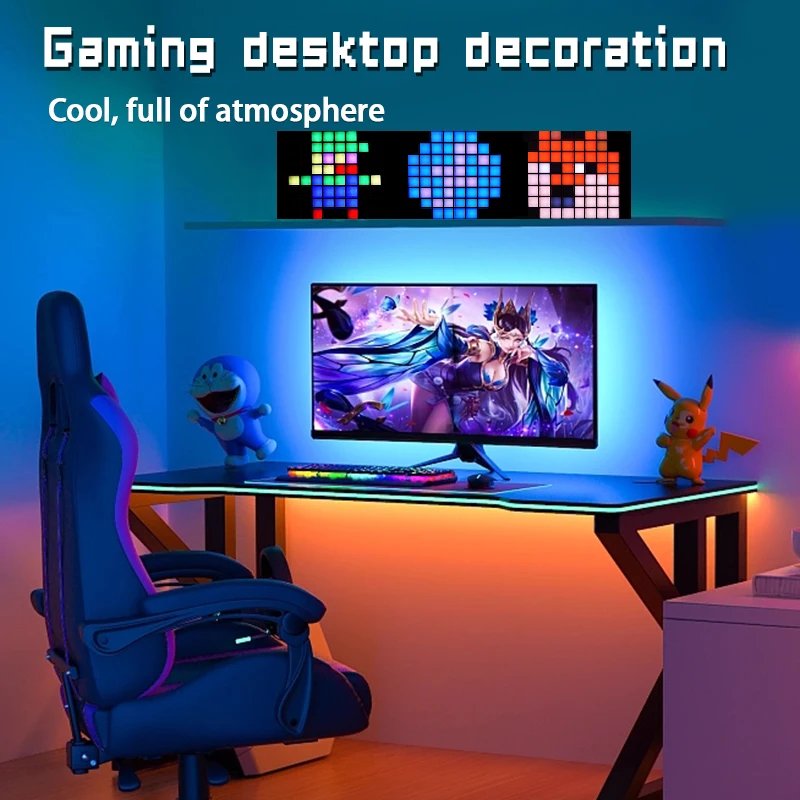 WS2812B DIY Smart Led Matrix Pixel Panel Lamp Addressable RGB Pattern Graffiti Scrolling Text Display Lights App Control Screen