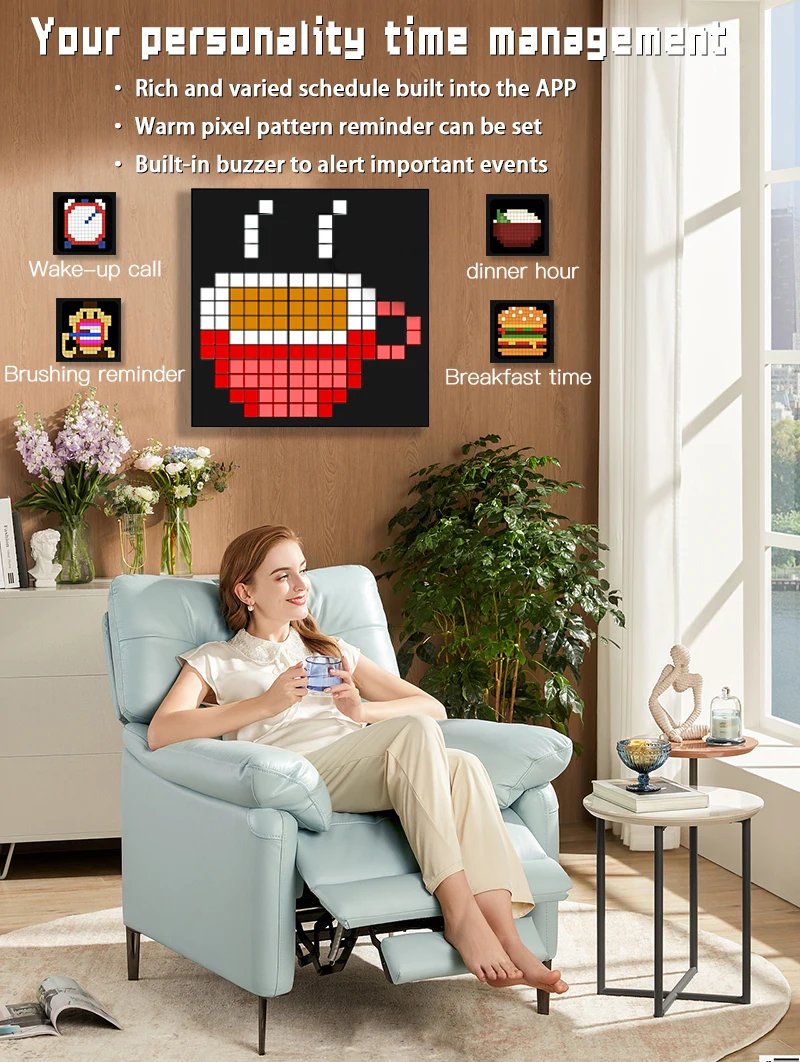 WS2812B DIY Smart Led Matrix Pixel Panel Lamp Addressable RGB Pattern Graffiti Scrolling Text Display Lights App Control Screen