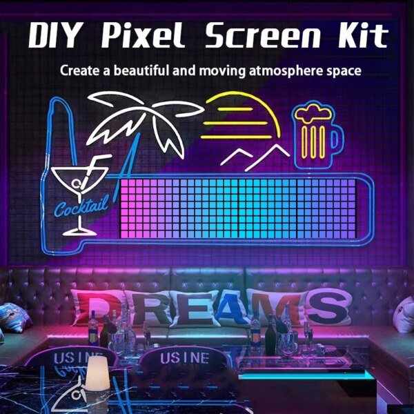 WS2812B DIY Smart Led Matrix Pixel Panel Lamp Addressable RGB Pattern Graffiti Scrolling Text Display Lights App Control Screen - Image 2