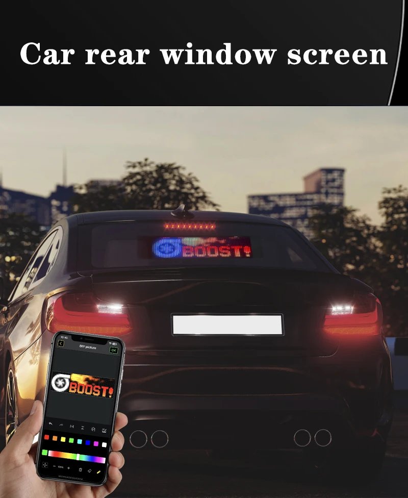 RGB LED Car Sign Animation LED Matrix Pixel Panel DIY Programmable Bluetooth App Control LED Panel Flexible Display Light