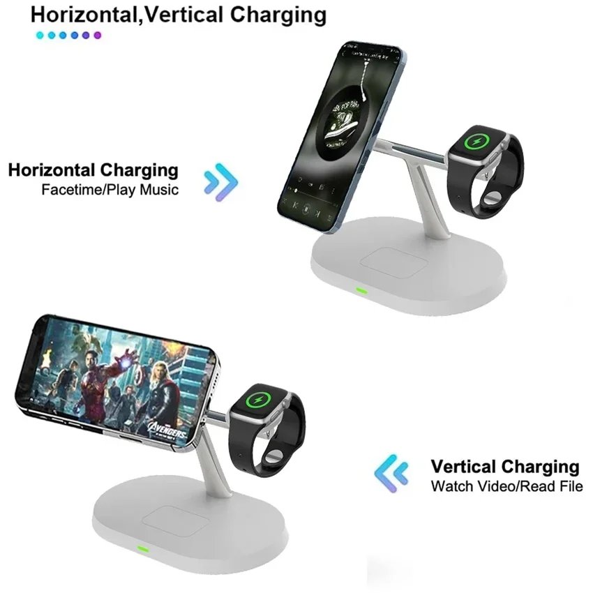 3 in 1 30W Magnetic Wireless Charger Stand Macsafe For iPhone 15 14 13 12 Pro Max Airpods Apple Watch 8 7 Fast Charging Station