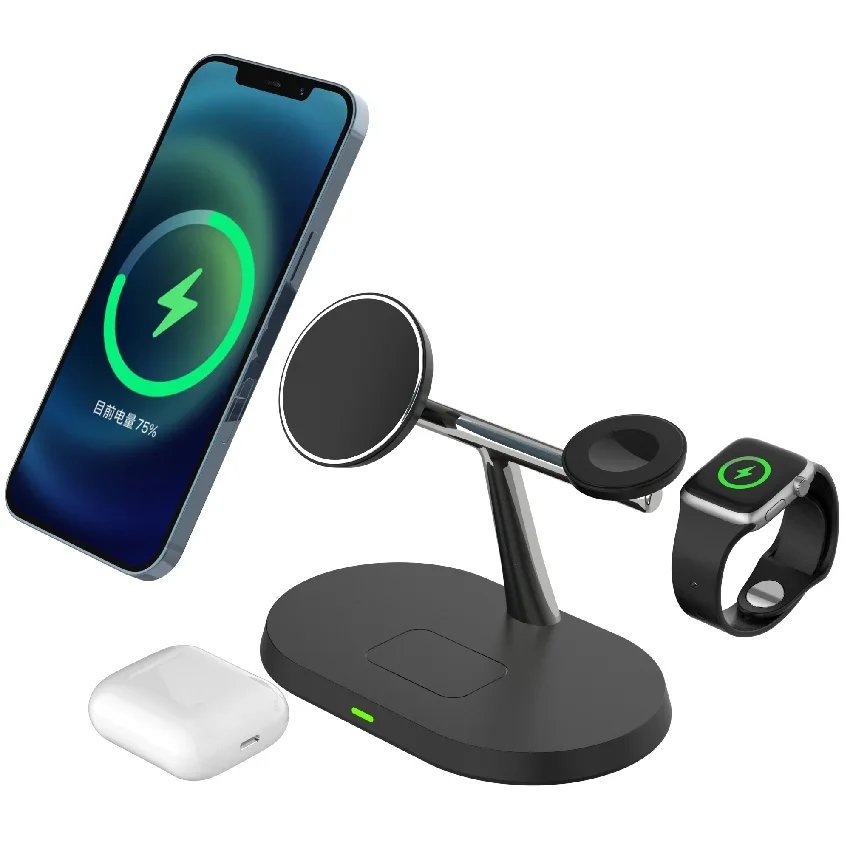 3 in 1 30W Magnetic Wireless Charger Stand Macsafe For iPhone 15 14 13 12 Pro Max Airpods Apple Watch 8 7 Fast Charging Station