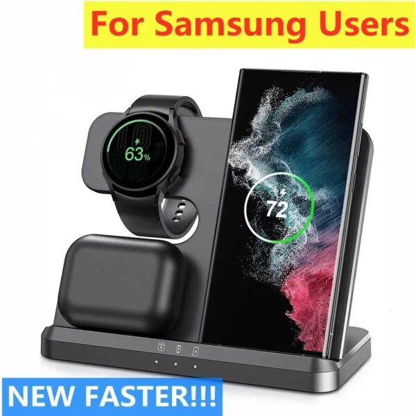 3 in 1 Wireless Charger Stand For Samsung S23 S22 S21 S20 Ultra Note Galaxy Watch 5 4 Active Buds 15W Fast Charging Dock Station